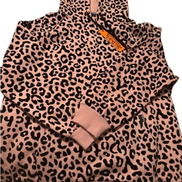 Von Dutch Originals Dirty Pink Cheetah Pullover Hoodie Size XL NWT - Picture 2 of 5